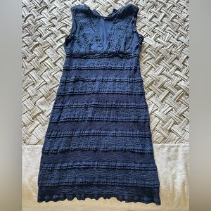Navy mini dress with lace detail. Size M